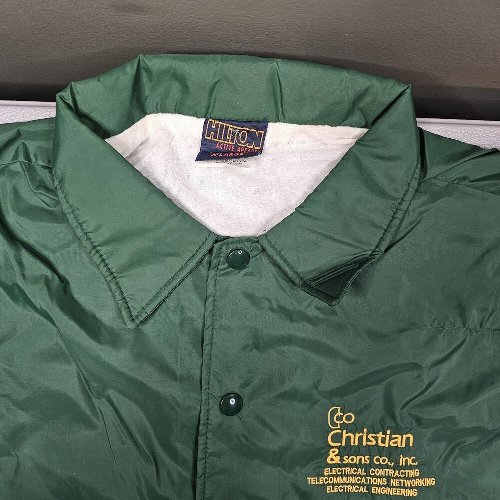 Vintage Hilton Apparel Jacket XL Green 80s Windbreaker Workwear Dad Grandpa - Picture 4 of 12
